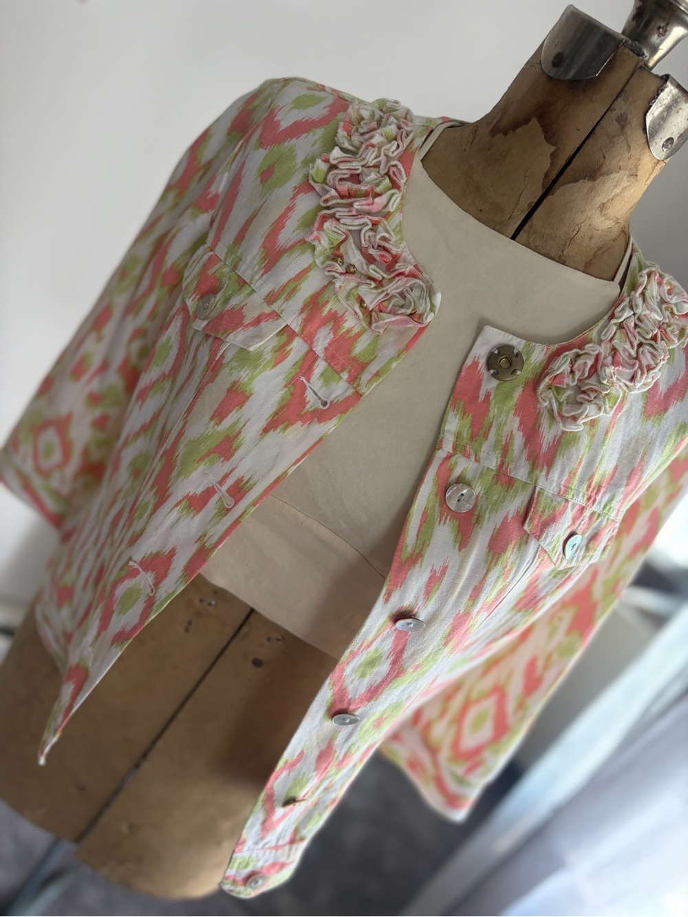 Ruby Rd. Linen Blend with Floral Trim